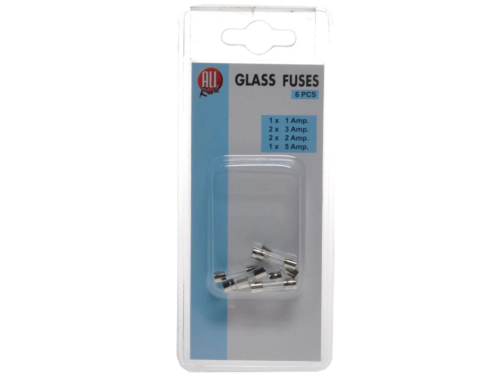 Glas-Sicherung 6er Pack 1-5A Eurolochblister