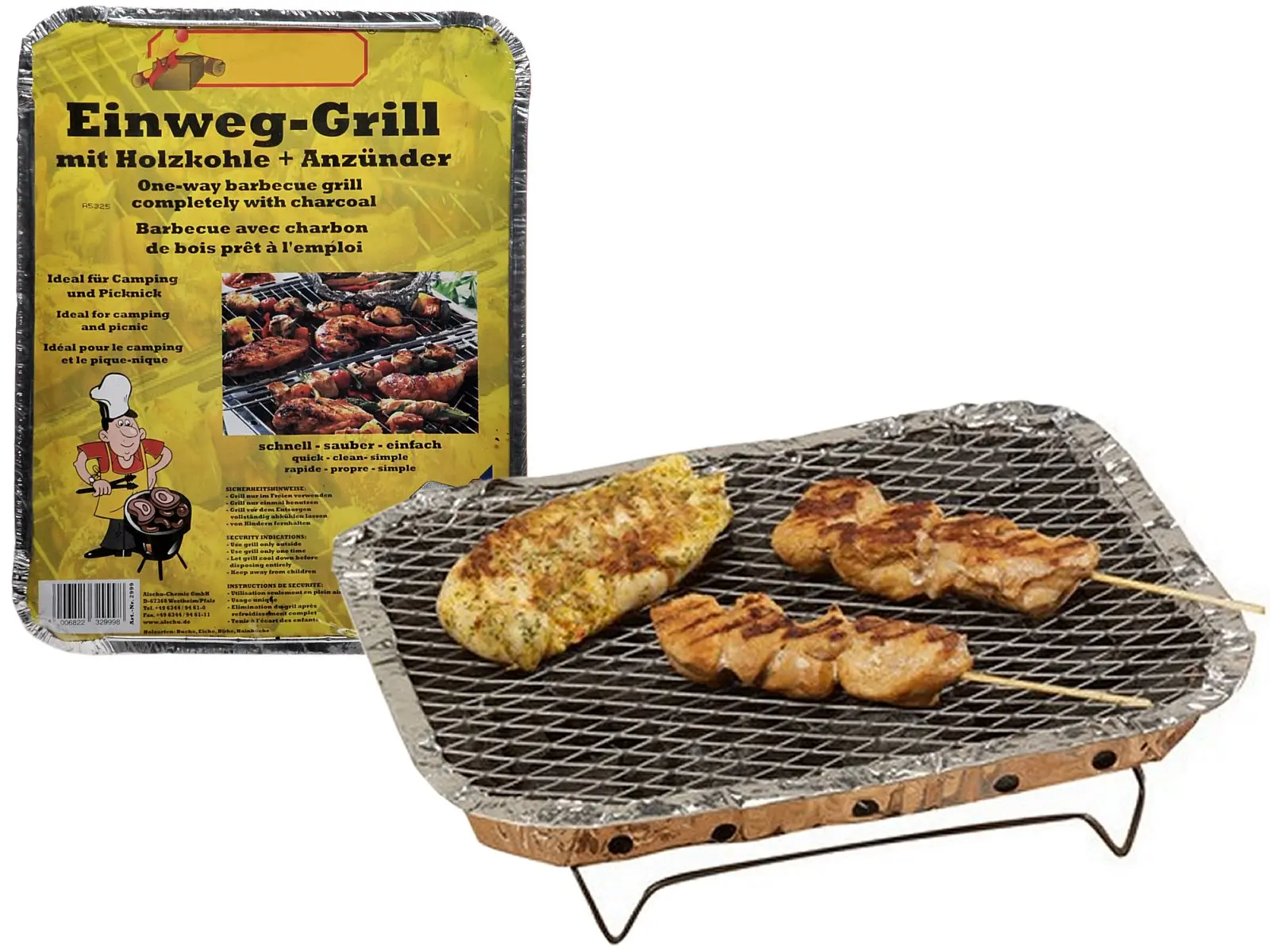 Einweg Grill inclusive Holzkohle VE12