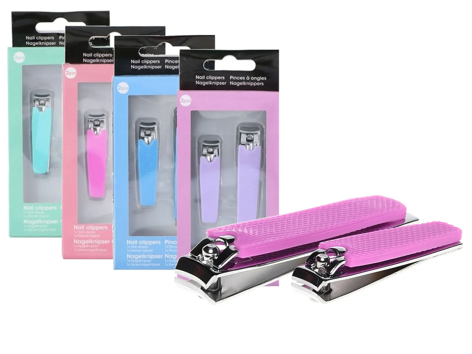 Nagelknipser 2er-Set, 6 + 8cm,  in 4 Farben