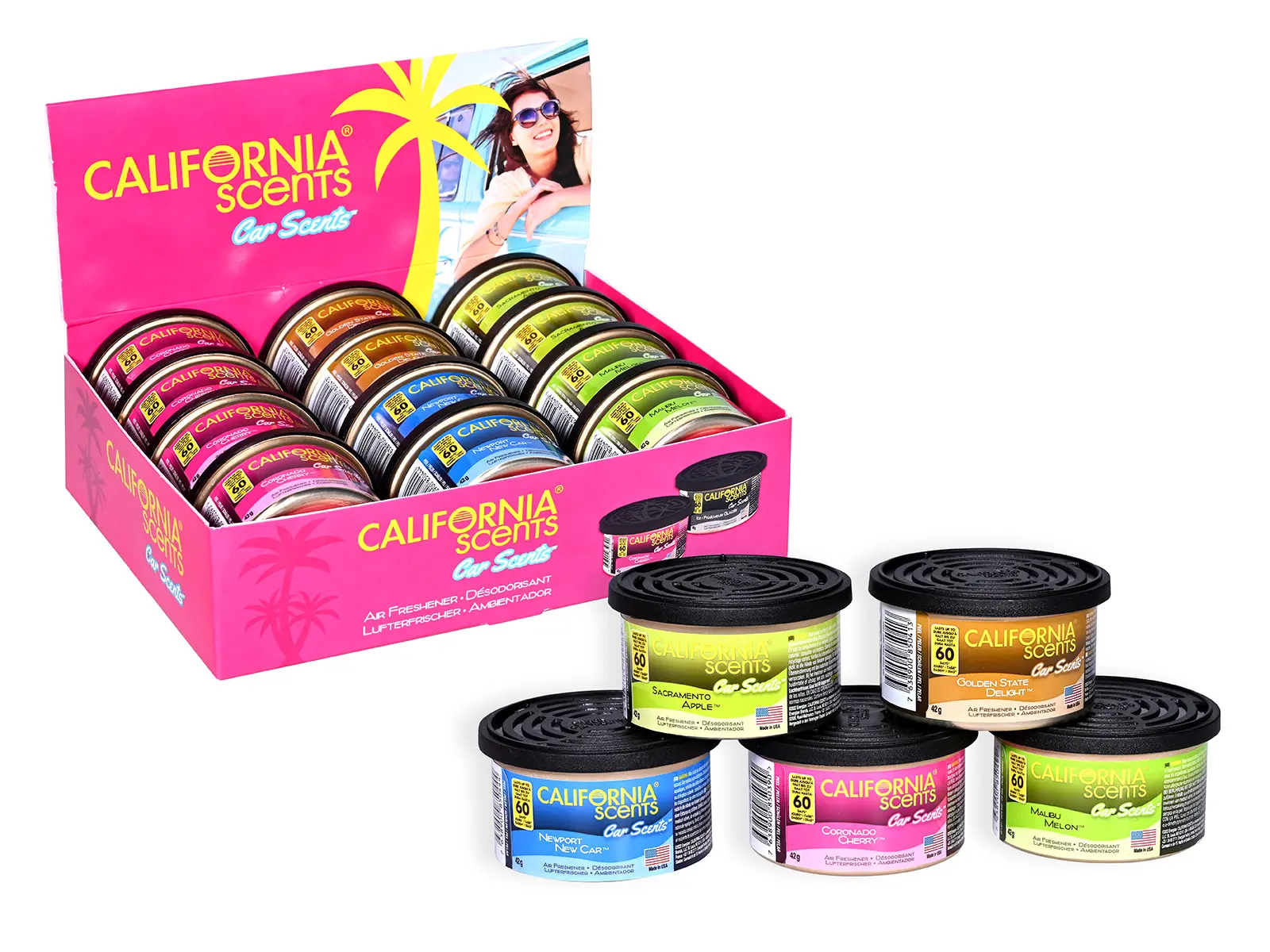 Lufterfrischer Car Scents, 4 Düfte, Mixdisplay x12