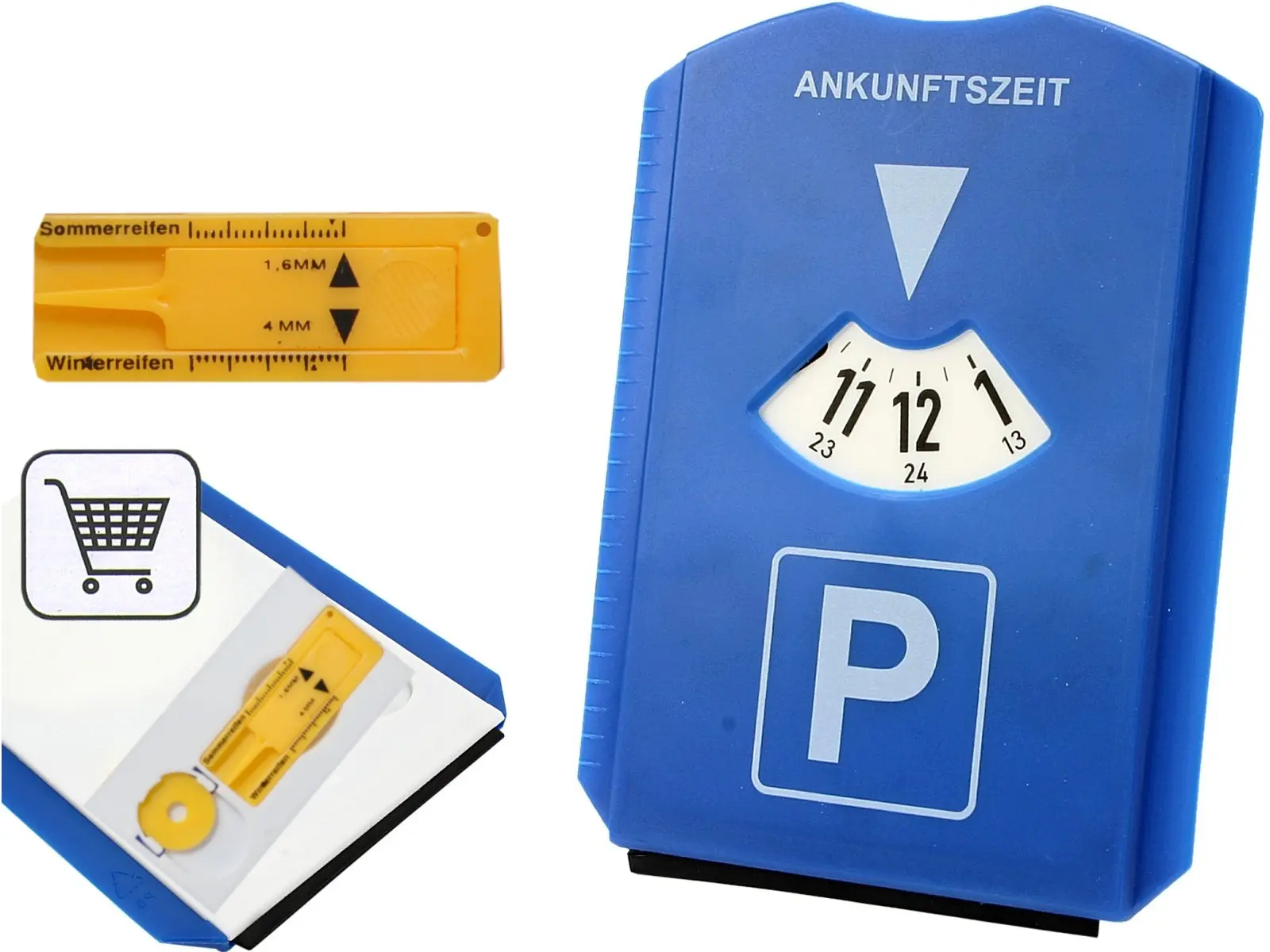 Parkscheibe mit Eiskratzer & Einkaufschip