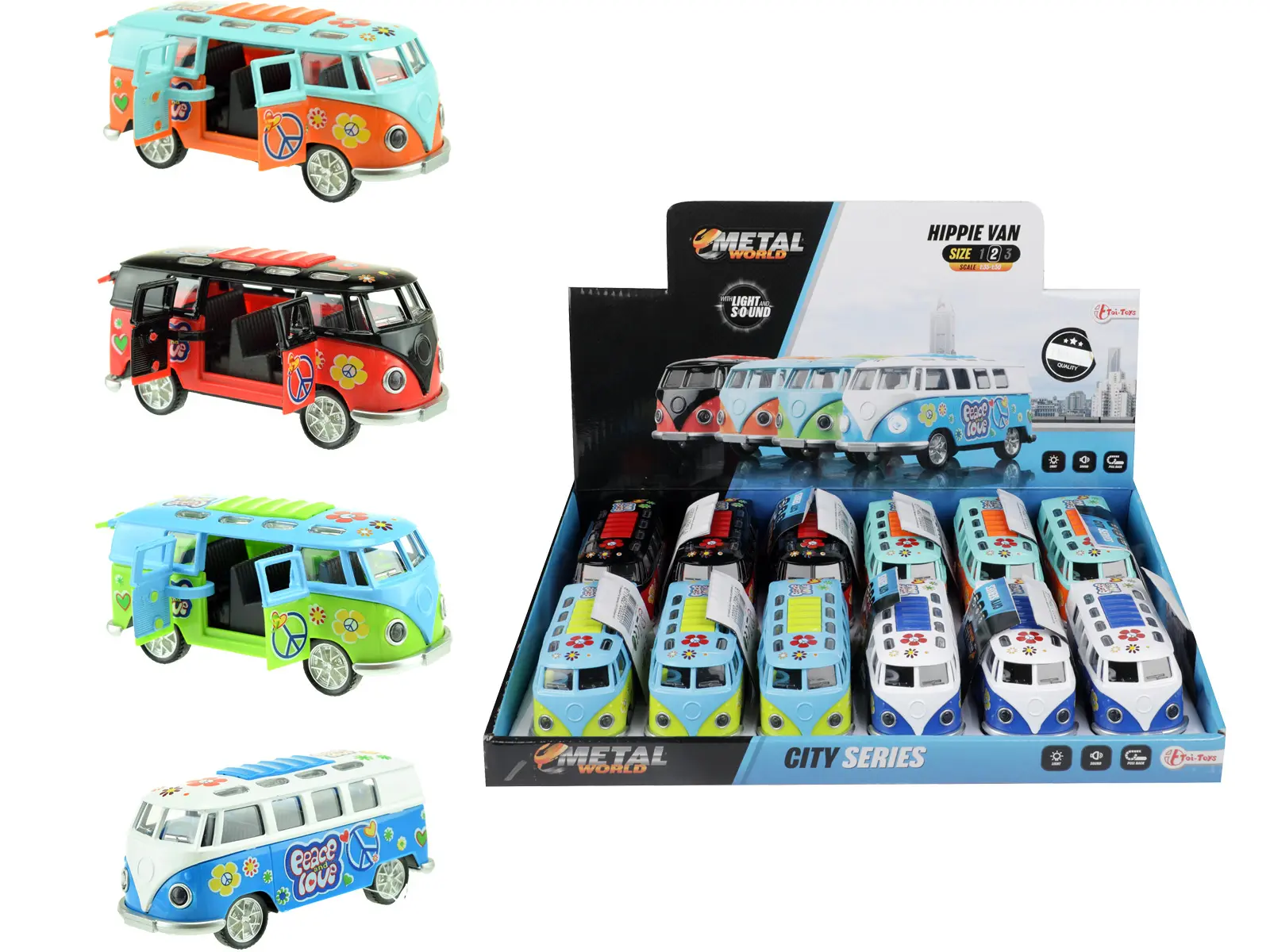 METAL Retro Bus, Flower Power, 12er Disp.