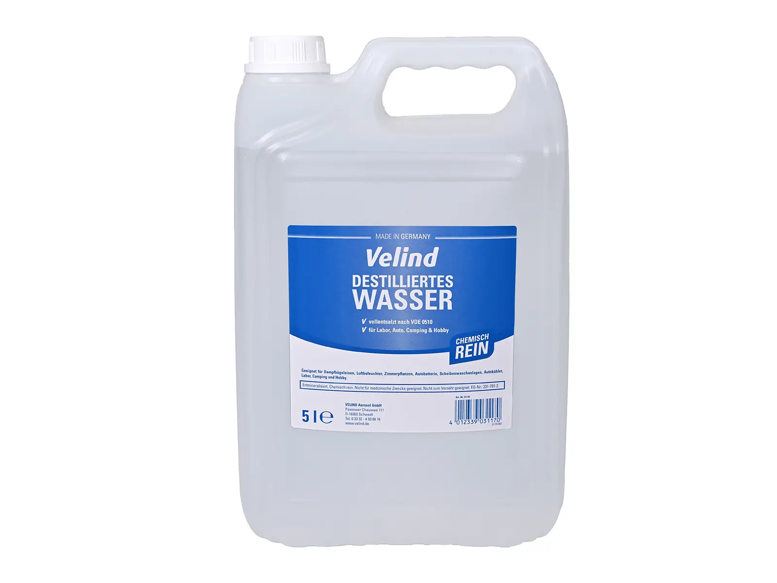 VELIND Destilliertes Wasser 5 Liter VE4