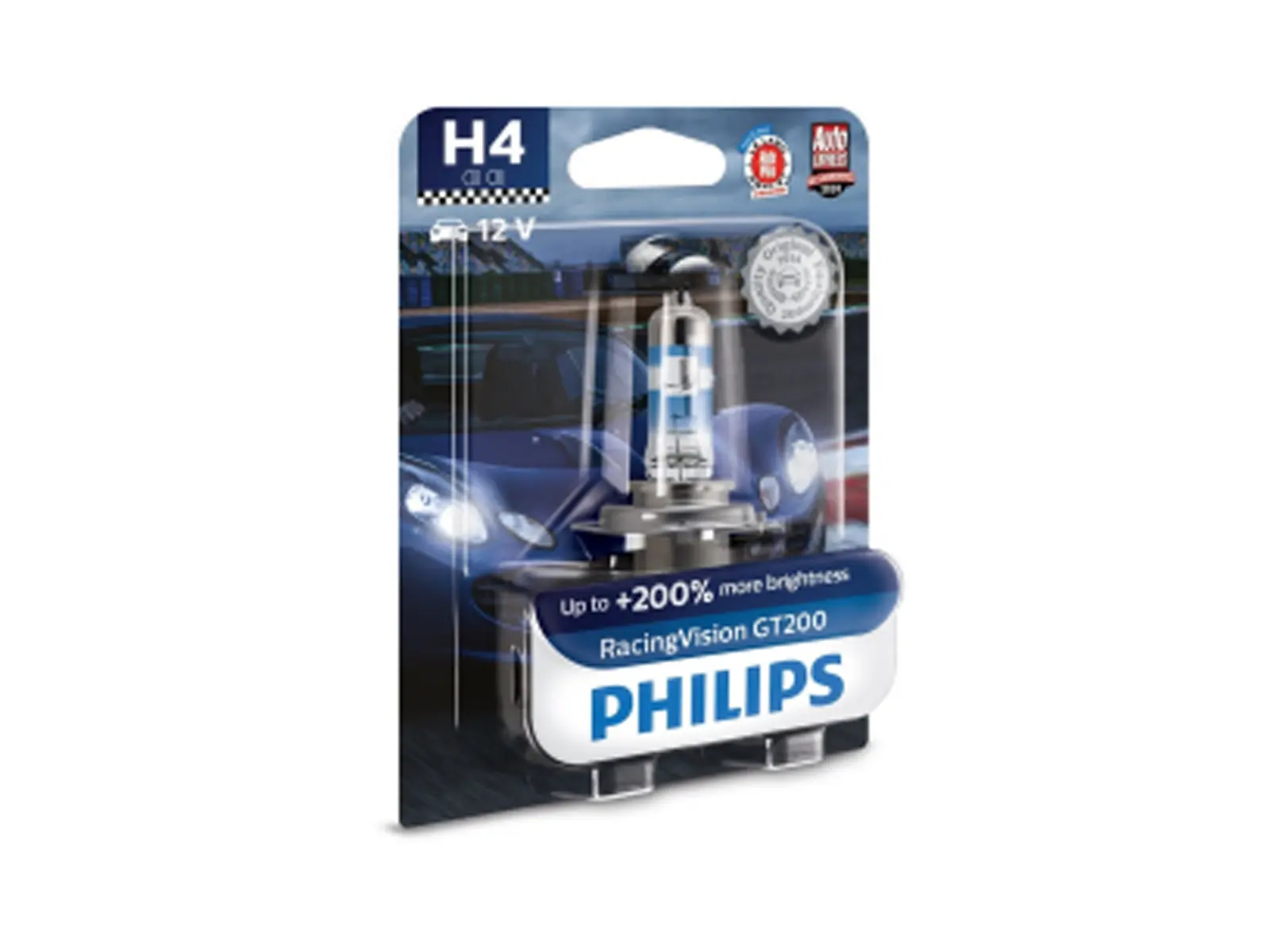 PHILIPS H4 RacingVision GT200, 12V, 60/55W, weiss